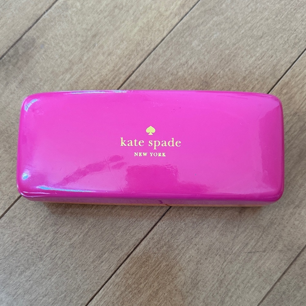 Kate Spade Bright Pink Hard Eyeglass Case with Gold Logo